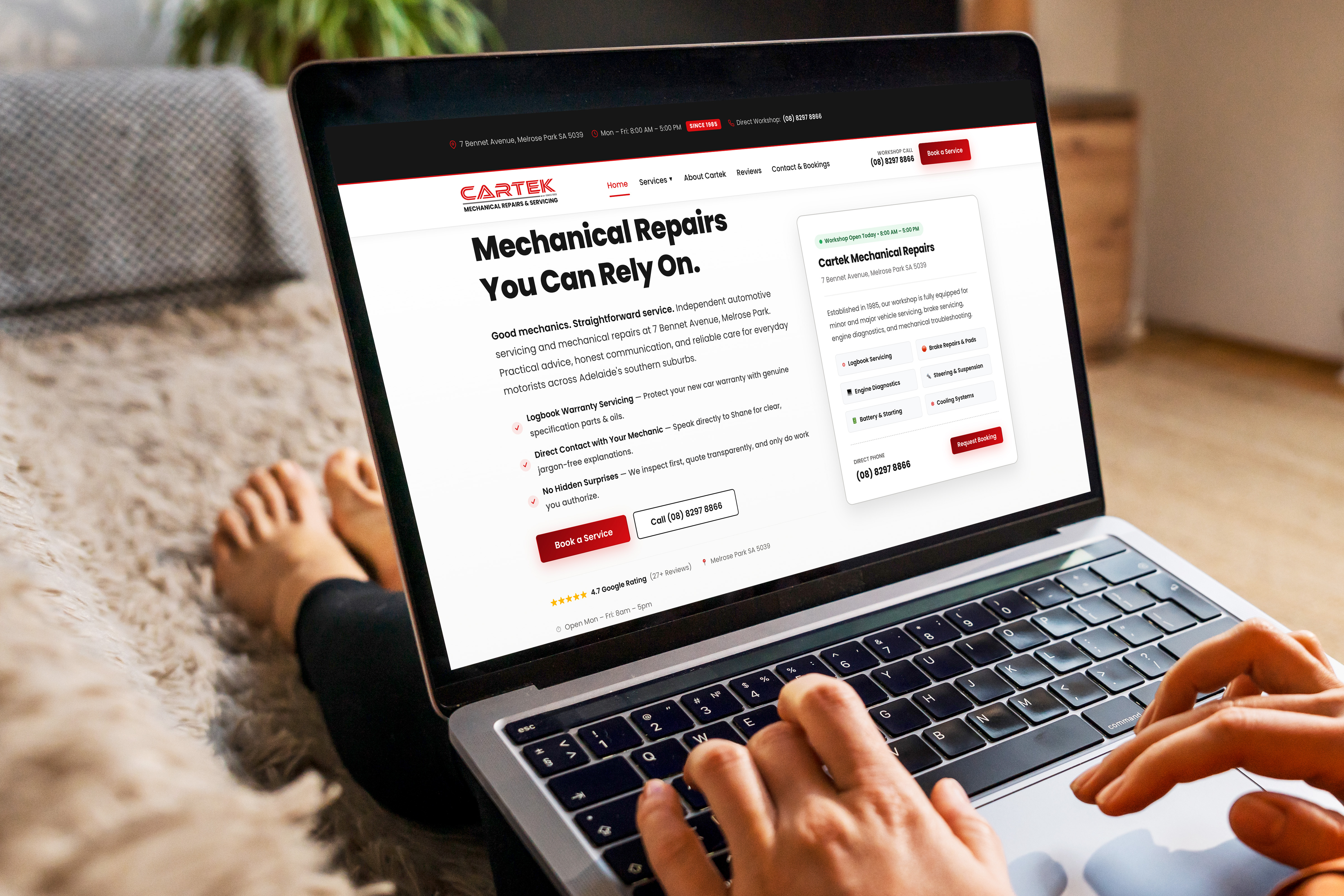 Cartek Mechanical Repairs website by ZAG Creative Web Design